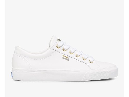 Dámské Kůže Sneakers Keds Jump Kick Læder Bílé Zlaté | CZ-42728
