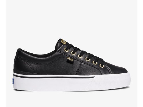 Dámské Platform Sneakers Keds Jump Kick Duo Læder Černé | CZ-51185
