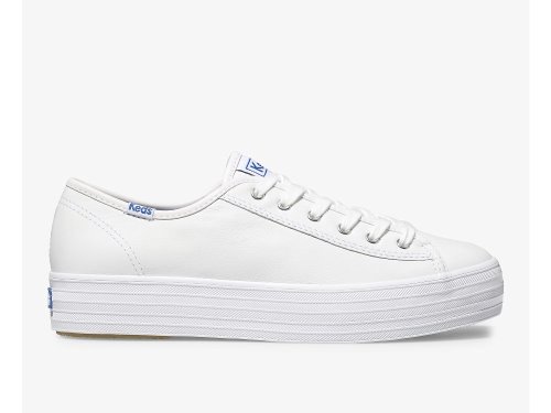 Dámské Platform Sneakers Keds Triple Kick Læder Bílé | CZ-63463