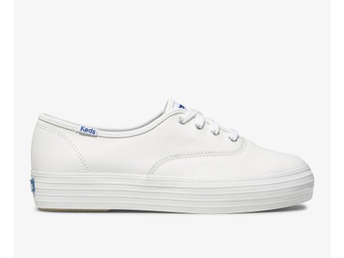 Dámské Platform Sneakers Keds Triple Læder Bílé | CZ-72665