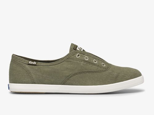 Dámské SlipOnTenisky Keds Chillax Washable Feat. Organic Bavlněné Olivy Zelené | CZ-62610