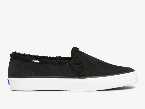 Dámské SlipOnTenisky Keds Double Decker Semišové Faux Shearling Černé | CZ-38547