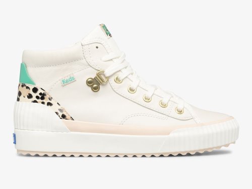 Dámské ŠněrovacíBoty Keds Demi TRX Mid Læder Krém Leopard | CZ-84778