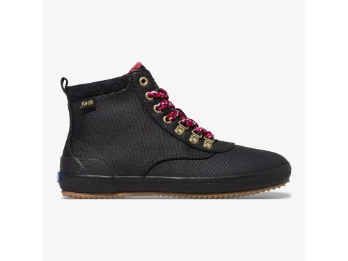Dámské ŠněrovacíBoty Keds Scout Boot III Vody-Resistant Platene Vlna Černé | CZ-67541