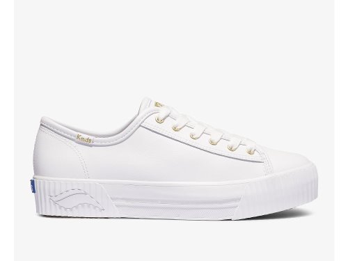 Dámské ŠněrovacíBoty Keds Triple Kick AMP Læder Bílé | CZ-68628