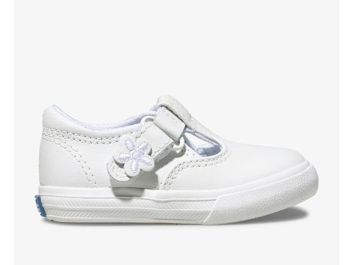 Dívčí Kůže Sneakers Keds Daphne T-Páskové Læder Sneaker Bílé | CZ-50102