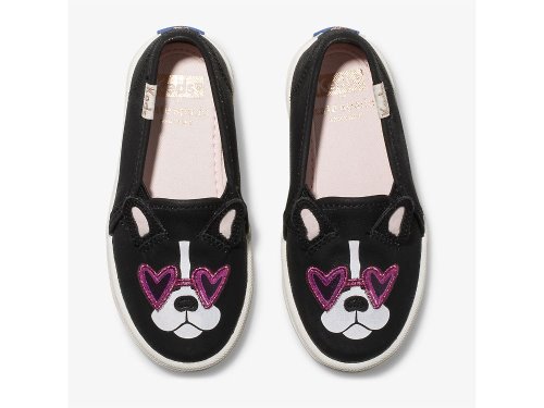 Dívčí Kůže Sneakers Keds Kate Spade New York Double Decker Francois Černé | CZ-49017