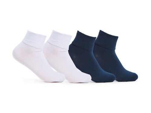 Dívčí Ponožky Keds 4 PK Half Cushion Turn Cuff Bílé Tmavě Blankyt | CZ-59929