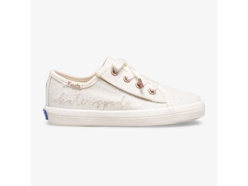 Dívčí Tenisky Keds Kate Spade New York Kickstart Jr Ivory Glitter Bílé | CZ-22569